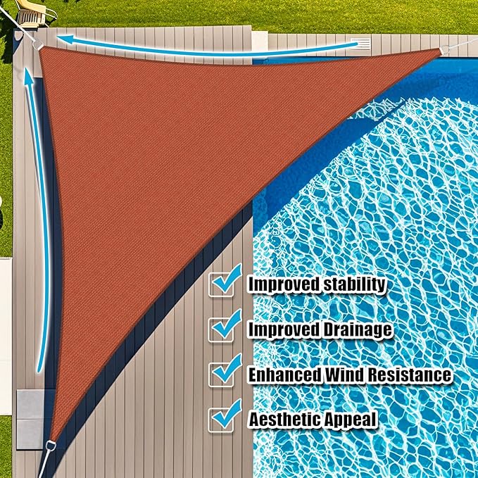 Amagenix Sun Shade Sail 6'X8'X10' Curved Edge Outdoor Shade Canopy Rust Red Breathable 95% UV Block Shade Cloth for Patio Garden Backyard (We Make Custom Size)