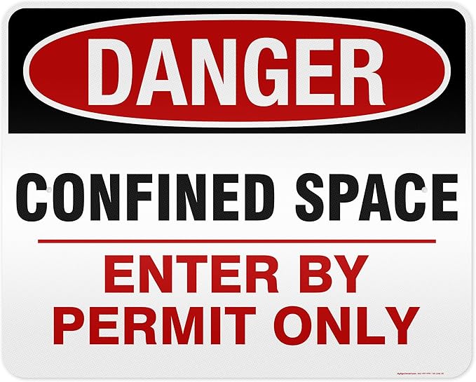 Danger Confined Space Enter By Permit Only Sign, 24x30 Inches, 3M EGP Reflective .080 Aluminum, Fade Resistant, Made in USA by My Sign Center