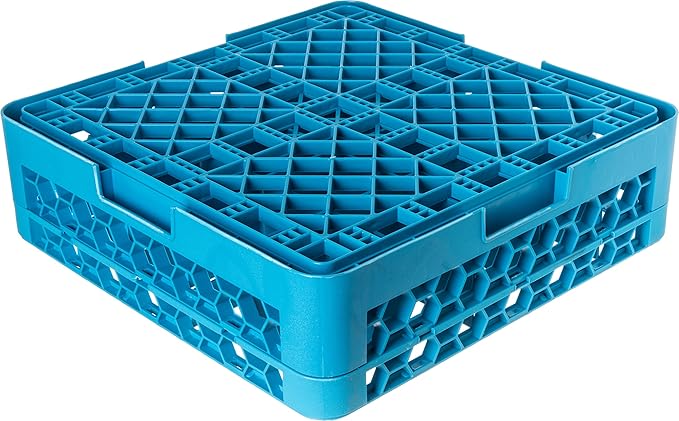 Carlisle FoodService Products Opticlean 25-Compartment Glass Rack with 1 Extender, Blue , 5.56"