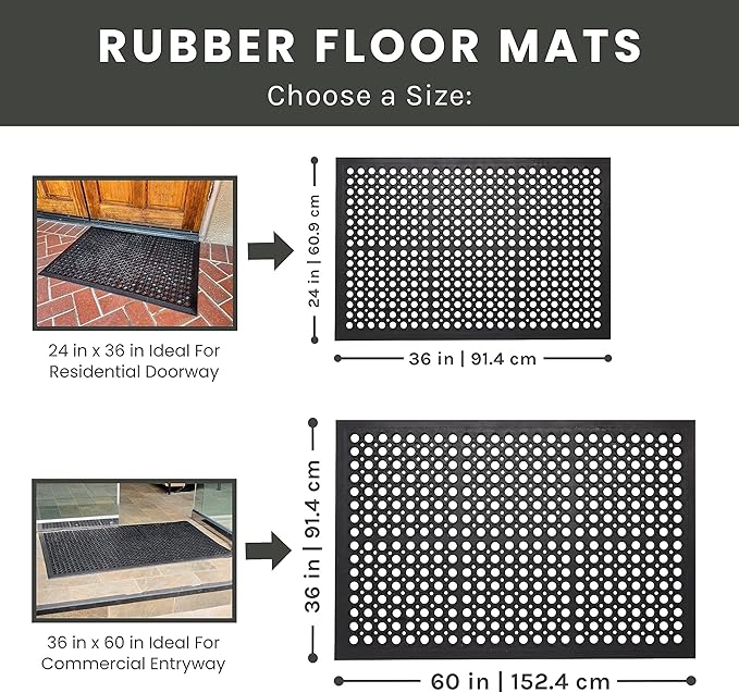 Envelor Anti Fatigue Rubber Mat Non-Slip Restaurant for Floors Bar Drainage Mat Doormat Door Mat Utility Garage Home Anti Slip Entry Mat