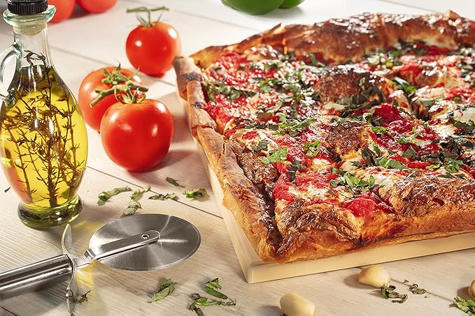 CucinaPro Pizza Stone for Oven, Grill or BBQ- Extra Thick 5/8" Cordierite Rectangular Baking Stone for Better Cooking- 16" x 14" Pan- Holds High Temp For Crispy Crust- Kitchen Tool Essential Must Have