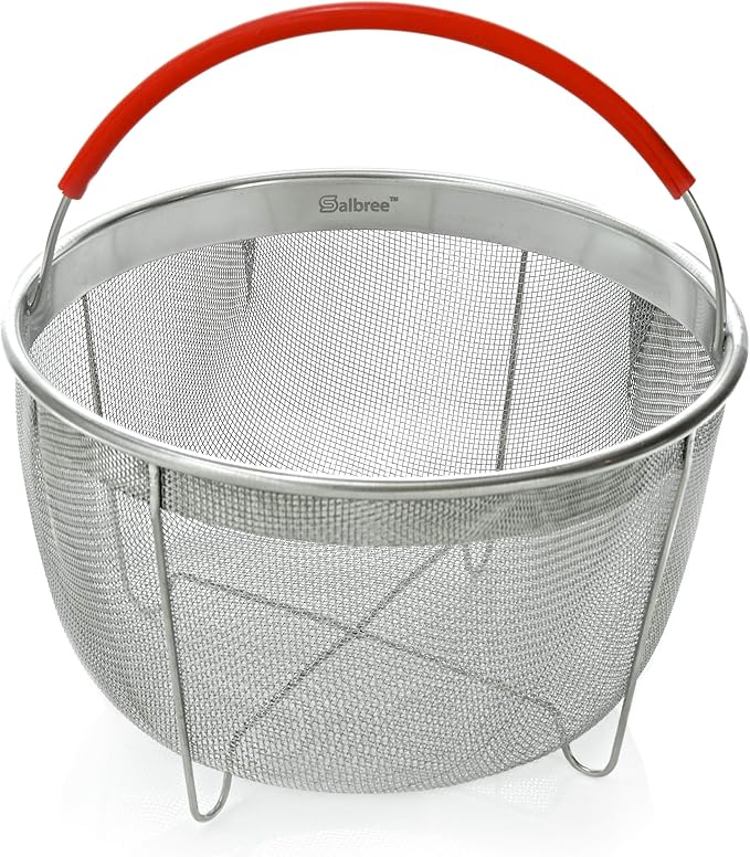 Original Salbree Steamer Basket for 6 qt quart Instant Pot Accessories, Stainless Steel Strainer and Insert fits IP Insta Pots, Instapot, Other Pressure Cookers, with Silicone Handle [3qt 8qt avail]