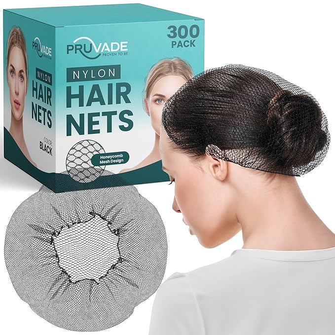 Nylon Hair Nets for Women & Men | 300 Pack | 24" Honeycomb Mesh Hair Net for Food Service, Medical & Industrial Use - Breathable & Sturdy for Bun Hair, Most Long & Short Hair - Latex Free