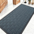 OLANLY Front Door Mat Outside Entrance 47x23, Absorbent, Heavy Duty Sturdy Natural Rubber Doormat Indoor Outdoor, Non-Slip, Stain and Fade Resistant, Low Profile Floor Mat for Entryway, Lake Blue