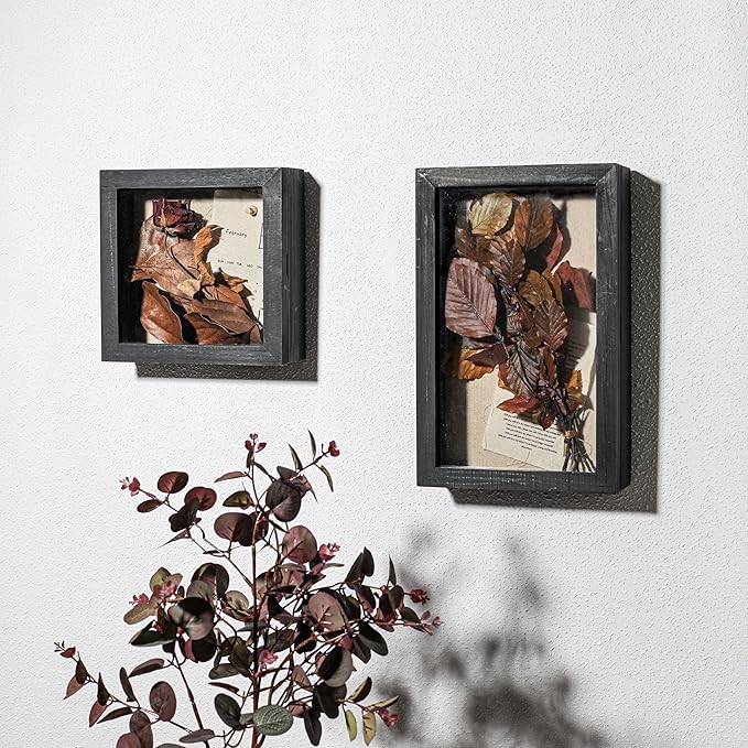 Freezing point Shadow Box Frame 8x12.5 Shadow Box Display Case Cabinet Picture with Linen Back Memorabilia Awards Medals Pin Bouquet Wedding Flower Baby Memory Box for Keepsake Black Large