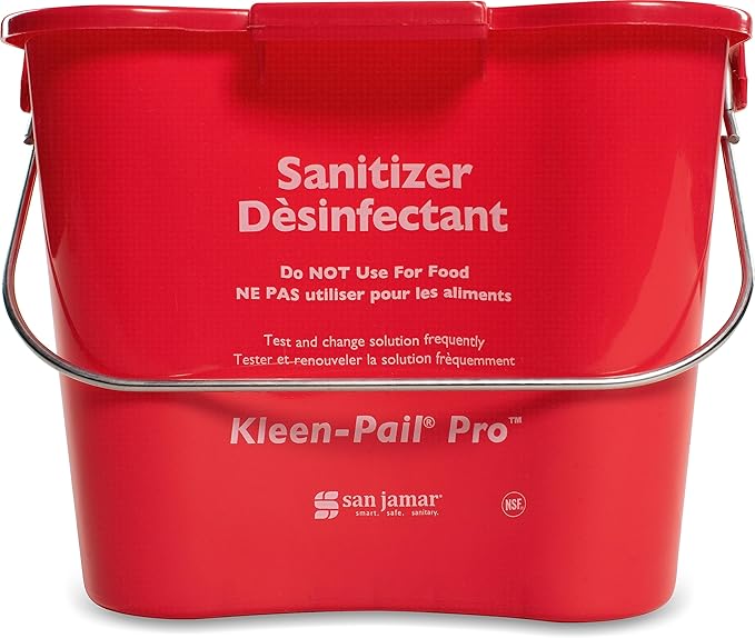 San Jamar Kleen-Pail Pro Sanitizer Pail Cleaning Bucket with Bail Handle for Cleaning, Kitchens, Restaurants, And Janitorial Use, Plastic, 3 Quarts, Red