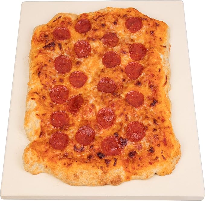 CucinaPro Pizza Stone for Oven, Grill or BBQ- Extra Thick 5/8" Cordierite Rectangular Baking Stone for Better Cooking- 16" x 14" Pan- Holds High Temp For Crispy Crust- Kitchen Tool Essential Must Have