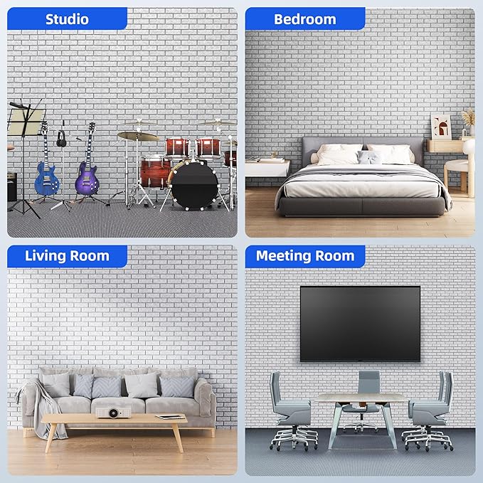 20 Pack Acoustic Panels with Self Adhesive, 12" X 12" X 0.4" High Density Sound Proof Foam Panels for Walls, Soundproof Wall Panel, Brick Sound Absorbing Panel for Home Studio Office Decor - Gray
