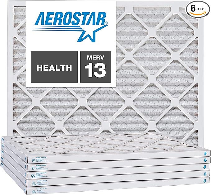 Aerostar 22x28x1 MERV 13, Pleated Air Filter, 22x28x1, Box of 6, Made in the USA