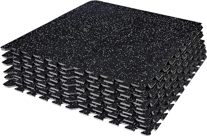 Sivan Fitness 1/2" Thick Rubber Top High-Density EVA Foam Gym Flooring for Home Gym - 48 Sq Ft Exercise Mat Tiles for Workout, Yoga, MMA, Heavy Exercise Equipment Mat - 12 Interlocking Gym Floor Mat