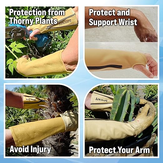 Arm Chaps Extended Elbow Leather Arm Guard - Arm Sleeve Protectors for Thin Skin and Bruising, Scratches & Cuts - Protective Arm Sleeve for Any Age- Left & Right Form-Fitting - Tan (1Pair/X-Large).