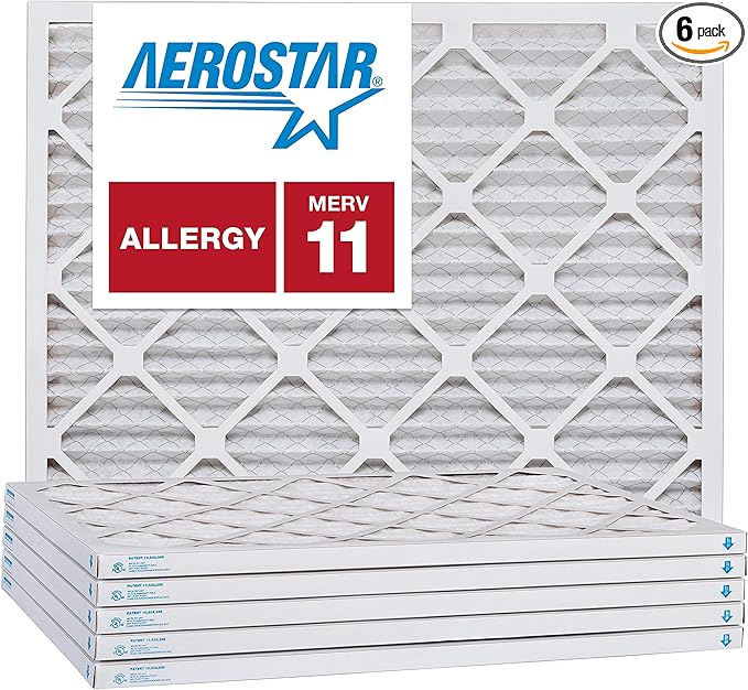 Aerostar 22x26x1 MERV 11, Pleated Air Filter, 22x26x1, Box of 6, Made in the USA
