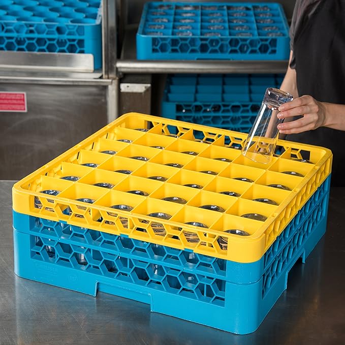 CFS (RG36-2C411) OptiClean 36-Compartment Glass Rack with 2 Extenders Yellow