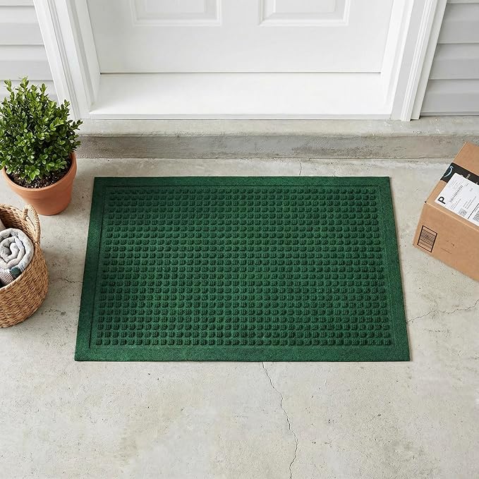 Ecomills Rubber Doormat, Medium, 24" x 36", Green, Large, Absorbent Indoor Outdoor, Stain Resistant, Rubber Non Slip Backing, Heavy Duty, Durable