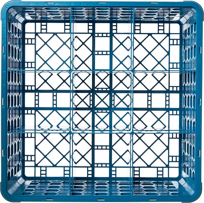 Carlisle FoodService Products RG9-314 OptiClean 9 Compartment Glass Rack with 3 Extenders, 8.72", Blue, Polypropylene, Blue