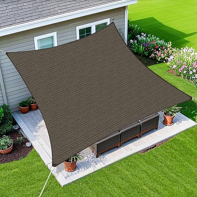 Amagenix Sun Shade Sail 8'X9' Curved Edge Outdoor Shade Canopy Mocha Breathable 95% UV Block Shade Cloth for Patio Garden Backyard (We Make Custom Size)