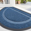 OLANLY Half Circle Door Mat Indoor Outdoor Entrance Welcome, Waterproof All-Season, All-Weather Doormat, Sturdy Natural Rubber, Low Profile, Easy Clean Patio Porch Entryway Mat, 47x32, Light Blue