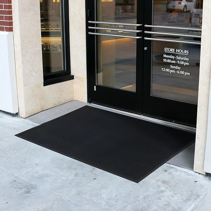 Guardian Easy Step Scraper 6X6 (69in x 69in) Indoor/Outdoor, Heavy-Duty, Solid Rubber Floor Mat,Black