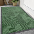 Smiry Front Door Mat Outside Entrance, Heavy Duty Sturdy Natural Rubber Doormat, Trap Dirt and Moisture, Easy Clean Low Profile Mats for Indoor Outdoor Entry, Irregular Triangle (71x47, Green)