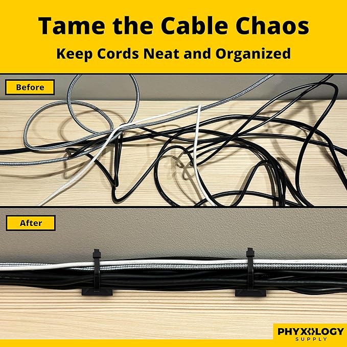 Zip Tie Adhesive-Backed Mounts 100Pk. Professional-Grade, UV Black Cable Tie Bases, 1.1 x 1.1. Screw-Hole Anchor Point Provides Optimal Strength for Long-Term Durability & Use and Clutter-Free Cables.