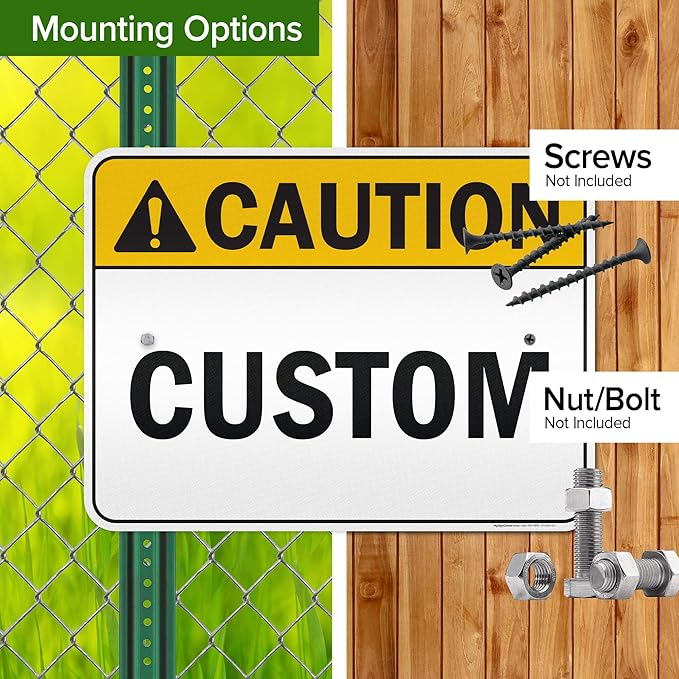 Custom Caution Sign, Ansi Sign, Osha Compliant, 18x24 Inches, 3M EGP Reflective, Rust Free .080 Aluminum, Fade Resistant, Made in USA by My Sign Center
