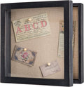 Freezing point Shadow Box Frame 10x10 Shadow Box Display Case Picture Frame with Linen Back Memorabilia Awards Medals Storage Wedding Flower Memory Box for Keepsake Black Large Deep Pin Board