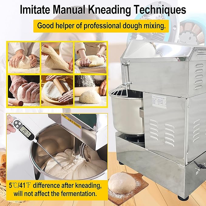 TECHTONGDA Commercial Stand Mixer, 30L Electric Dough Mixer, Double Action Double Speed Dough Kneading Machine with Security Shield & Speed Time Control, Perfect for Bakery Pizzeria, 110V 1500W