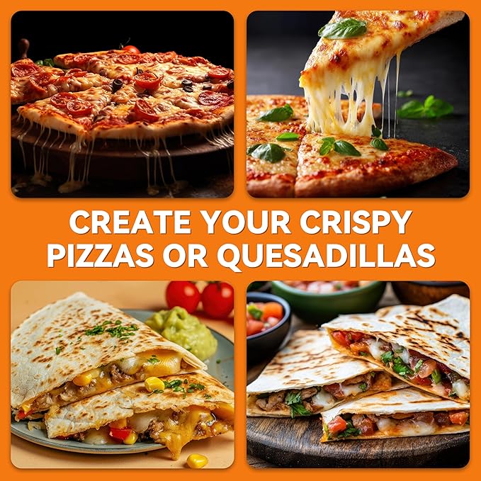Baker’s Friend Countertop Pizza Maker Electric, 12 Inch Pizza Maker Machine for Home, Quesadilla Maker, Non-stick Cooking Plates,Horno Para Pizza, 1400W, Graphite