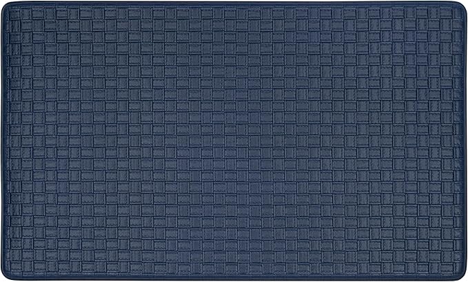 Achim Home Furnishings Woven-Embossed Faux-Leather Anti-Fatigue Mat - 18in x 30in - Navy