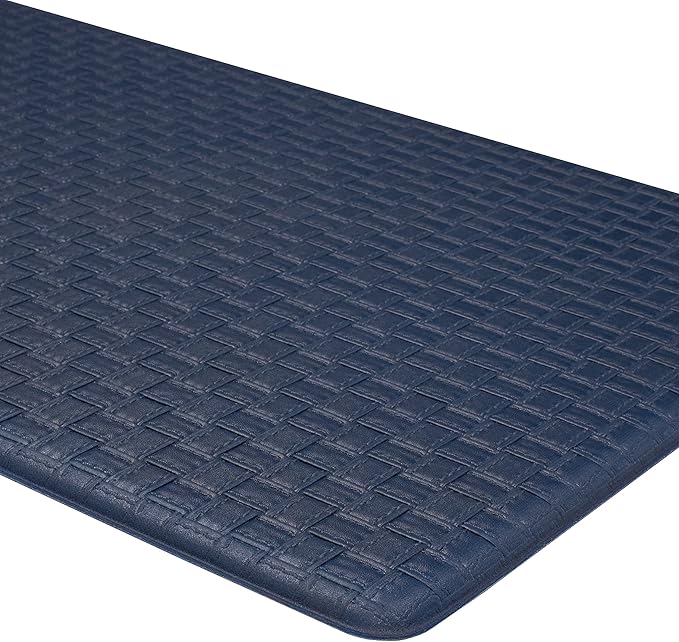 Achim Home Furnishings Woven-Embossed Faux-Leather Anti-Fatigue Mat - 20in x 39in - Navy