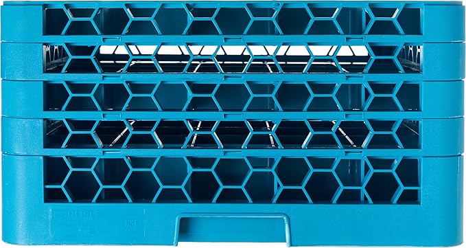 Carlisle FoodService Products RG25-414 OptiClean 25 Compartment Glass Rack with 4 Extenders, 10.3", Polypropylene, Blue