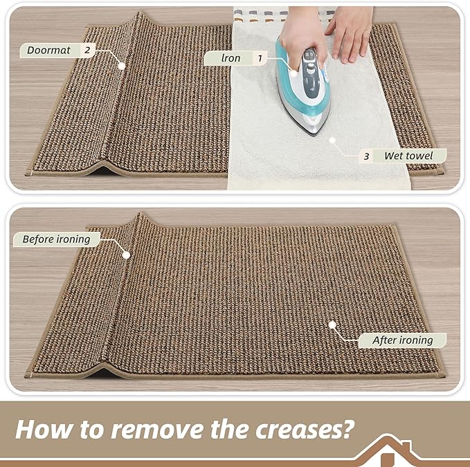 BEQHAUSE Dirt Trapper Door Mat 32" x 48", Non-Slip Washable Doormats Entrance Mat, Dirt Resistant and Absorbent Welcome Mat, Low Profile Floor Mats for Front Back Door and Entryway, Beige