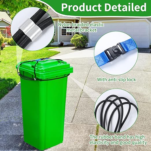 Trash Can Locks for Animals - 1PCS Garbage Can Lid Locks with Heavy Duty Bungee for Raccoons proof,Bears proof and Wind-Resistant for 40-50 Gallon Cans