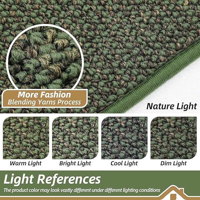 BEQHAUSE Dirt Trapper Door Mat 20" x 48", Non-Slip Washable Doormats Entrance Mat, Dirt Resistant and Absorbent Welcome Mat, Low Profile Floor Mats for Front Back Door and Entryway, Green