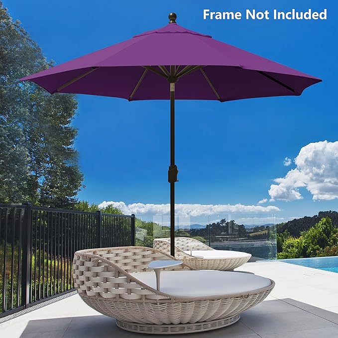 EliteShade USA 9FT Patio Umbrella Replacement Covers 8 Ribs Market Umbrella Canopy Cover (CANOPY ONLY) (Purple)
