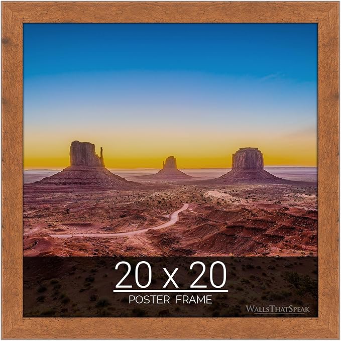 wallsthatspeak 20x20 Light Walnut Rustic Pine Picture Frame for Puzzles Posters Photos or Artwork