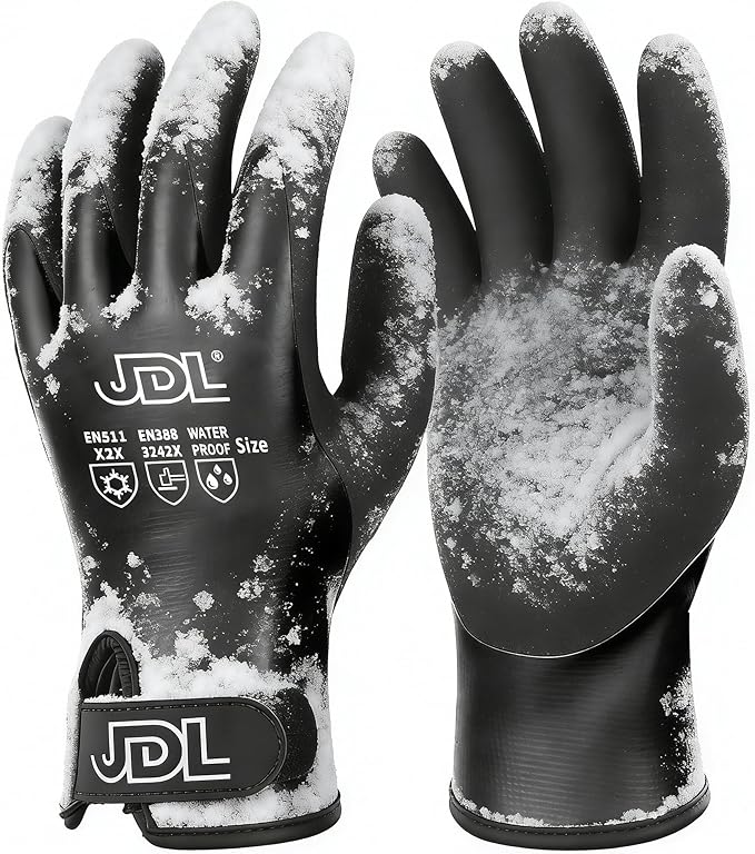 JDL Faux Mohair 100% Waterproof Winter Work Gloves for Men and Women – Extra Warm, Thermal Insulated Freezer Gloves