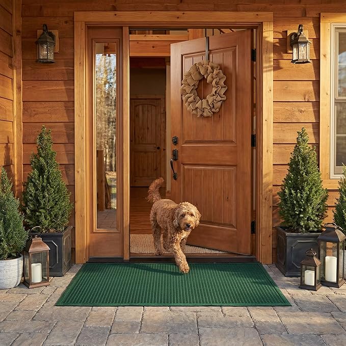 Ecomills Rubber Doormat, Large, 36" x 48", Green, Large, Absorbent Indoor Outdoor, Stain Resistant, Rubber Non Slip Backing, Heavy Duty, Durable