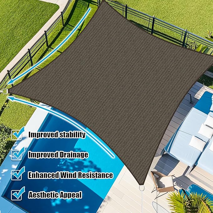 Amagenix Sun Shade Sail 16X32 Curved Edge Outdoor Shade Canopy Mocha Breathable 95% UV Block Shade Cloth for Patio Garden Backyard (We Make Custom Size)
