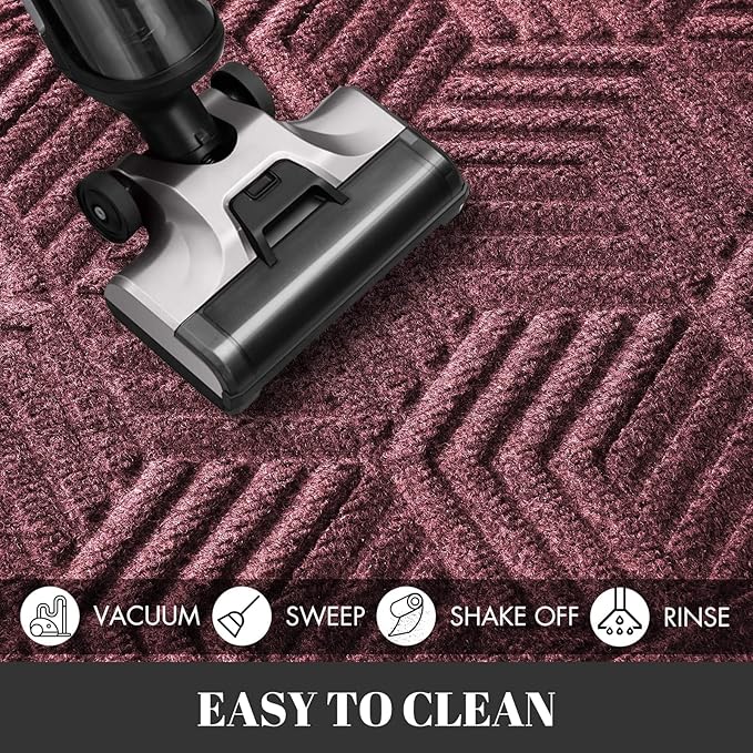 Yimobra Large Door Mat 47x32, All-Season Waterproof Outdoor Mats for Front Door Entrance with Drainage Holes, Heavy Duty Non-Slip Doormat for Garage Patio Entryway Indoor, Red