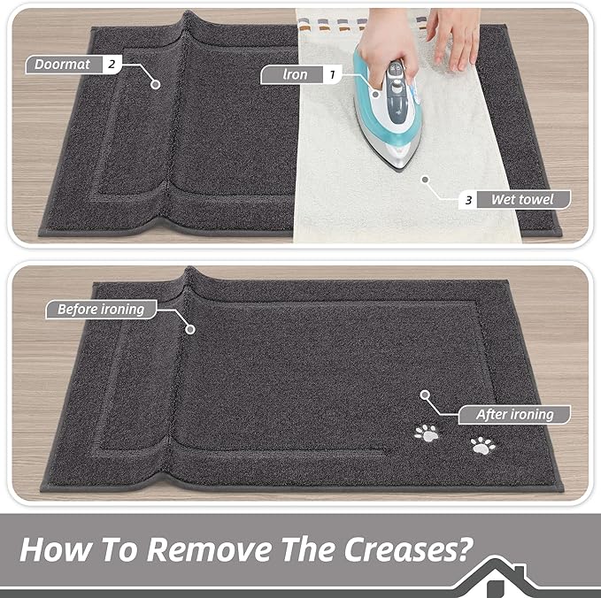 BEQHAUSE Dog Door Mat for Muddy Paws 36"x60" Dirt Trapper Absorbent Doormat Non Slip Entryway Rugs Washable Stain Resistant Welcome Floor Mat Soft Low-Profile for Front Back Door, Dark Grey
