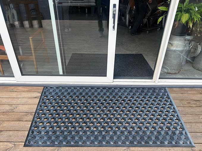 Subhera Heavy-Duty Commercial Rubber Mat, Non-Slip Drainage Mat for Restaurant Kitchens, Bars & Entrances, Anti-Fatigue, All-Weather Floor Safety Mat (1 Pack - 36 x 60 Inches)