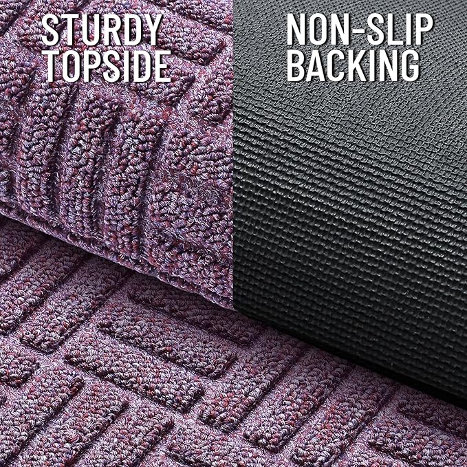OLANLY Front Door Mat Outside Entrance 47x32, Absorbent, Heavy Duty Sturdy Natural Rubber Doormat Indoor Outdoor, Non-Slip, Stain and Fade Resistant, Low Profile Floor Mat for Entryway, Violet