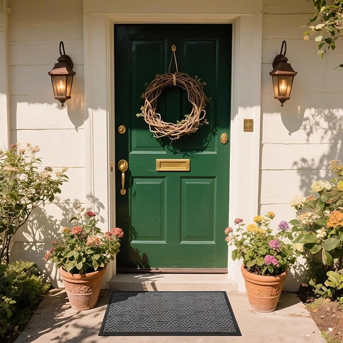 Yimobra Doormat Outdoor Entrance 29.5x17, All-Weather Waterproof Outdoor Mats for Front Door, Non Slip Welcome Door Mat for Patio Proch Outside Entryway Indoor, Gray