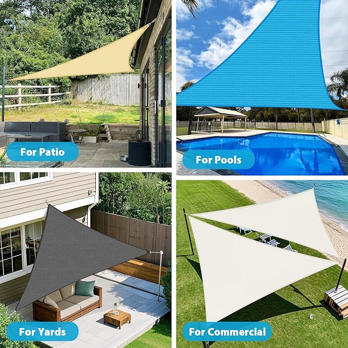Amagenix Sun Shade Sail 12'X12'X17' Curved Edge Outdoor Shade Canopy Dark Grey Breathable 95% UV Block Shade Cloth for Patio Garden Backyard (We Make Custom Size)