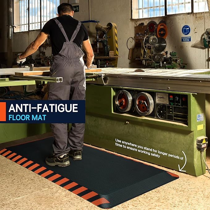 FEATOL Anti Fatigue Mat Industrial, Ergonomic Standing Floor Mat for Work for Stand -Safety Support for Leg & Back Pain(Orange Border, 24" x 70", 2PC)