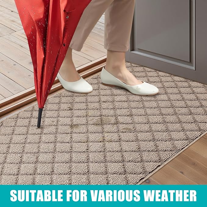 Azadx 2'x6' Front Entryway Door Mat Non Slip Indoor Door mats Washable Entry Mats Welcome Doormat Dirt Trapper for House Entry Low Profile Doormat Indoor Entrance Mat