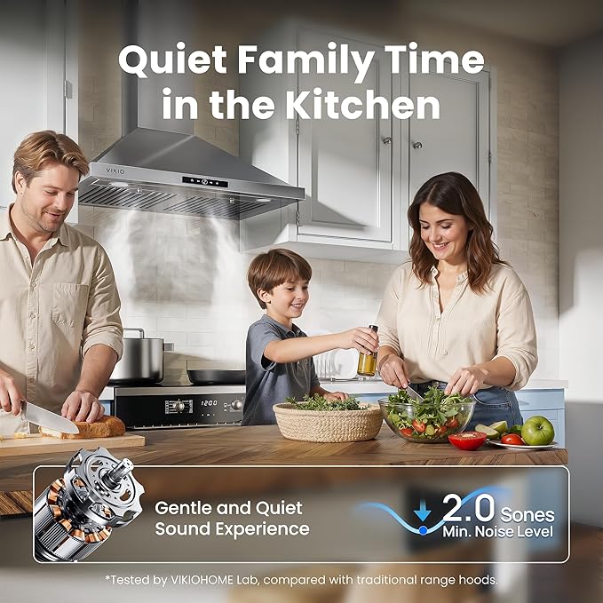 Wall Mount Range Hood 36 inch, 580 CFM, Ducted/Ductless Convertible, Stainless Steel Kitchen Vent Hood with 3-Speed Fan and LED Lights