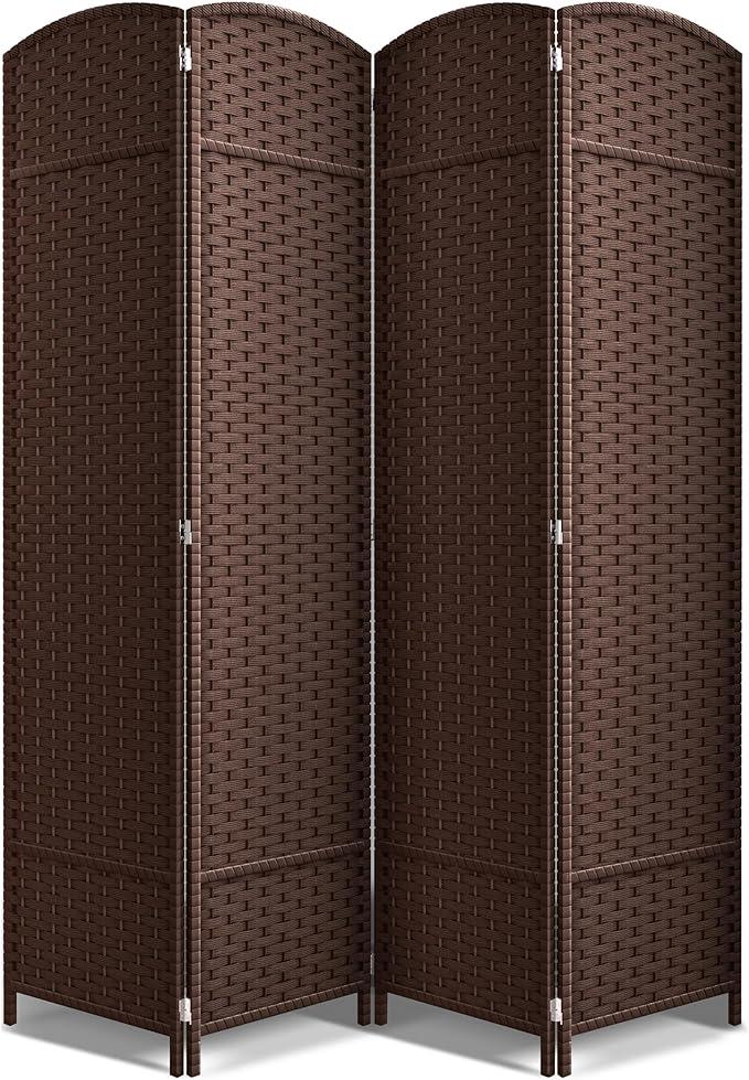 Sorbus 4 Panel Room Divider 6 ft. Tall - Privacy Screen, Extra Wide Double Hinged Panels, Mesh Hand-Woven Design, Partition Room Dividers and Folding Privacy Screens, Wall Divider for Room Separation