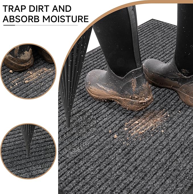 Front Door Mat Outside Entrance, 72" x 24" Sturdy Indoor Outdoor Mats for Entryway, Low Profile Welcome Doormat for Home Entrance, Non Slip Shoe Scraper Mat, Ideal for High Traffic Area